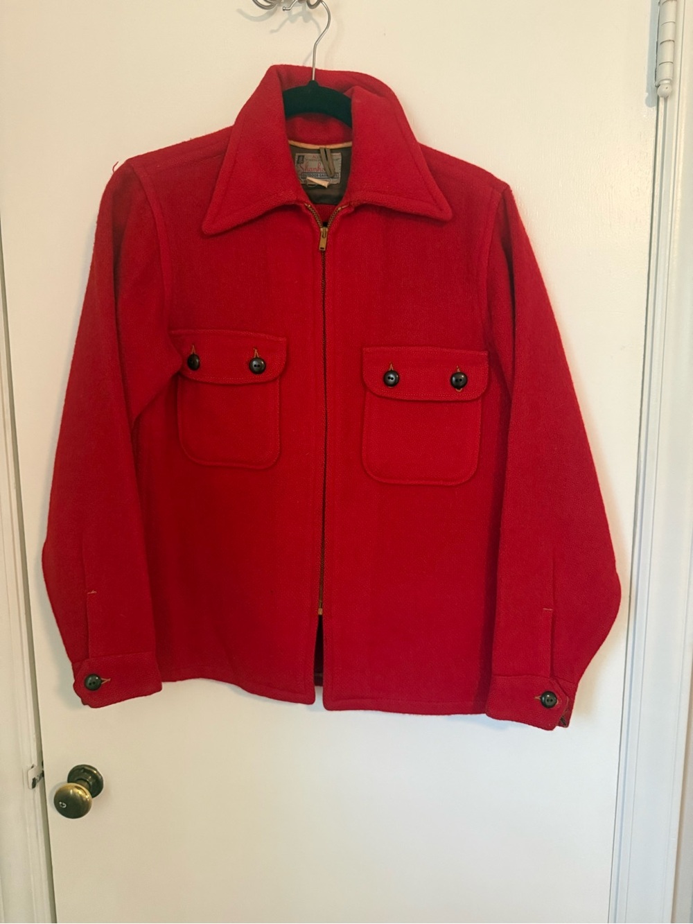 Vintage Shanhouse Red Zip Wool Shirt Jacket